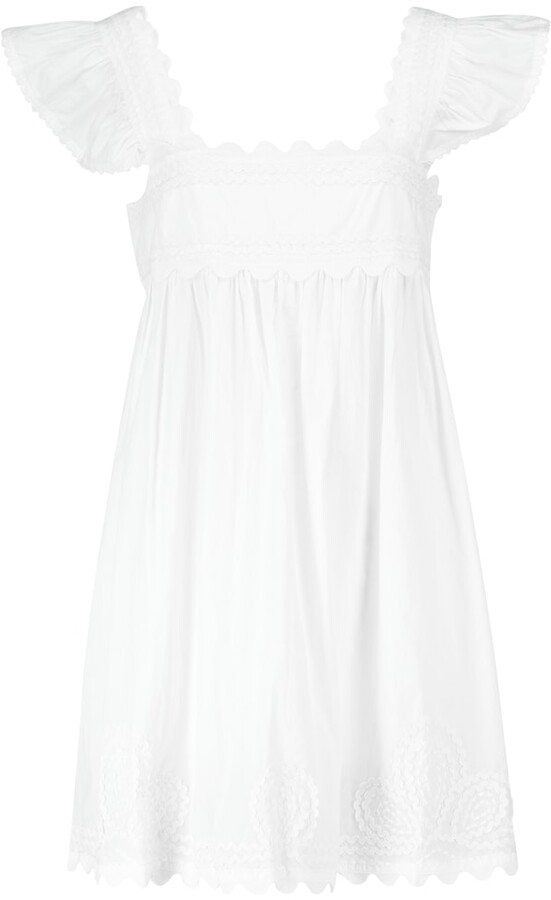 Juliet Dunn Baby Doll embroidered cotton mini dress ShopStyle