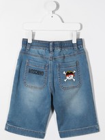 Thumbnail for your product : MOSCHINO BAMBINO Pirate Teddy Bear patch denim shorts