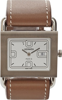 Thumbnail for your product : Hermes Portero Barenia Watch With White Stitch