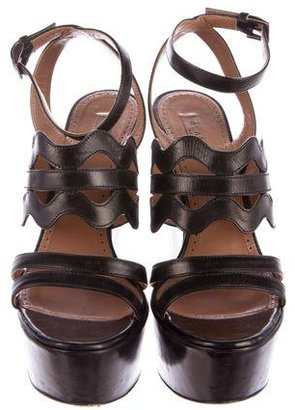 Alaia Leather Wedge Sandals
