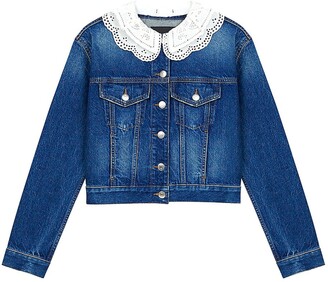 maje cropped denim jacket