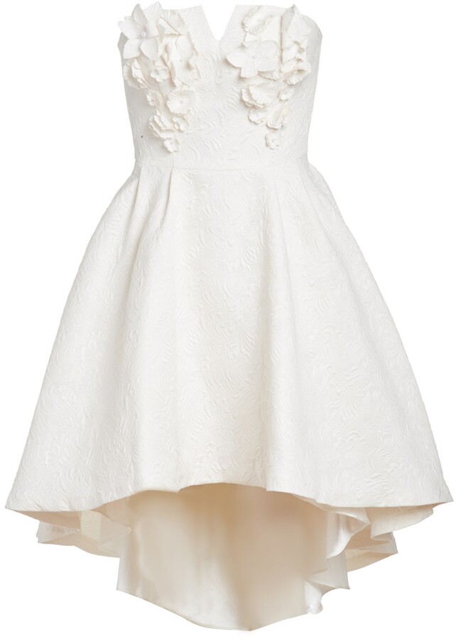 NARCES - Lula Blanc 3D Floral Hand Embellished High-Low Dress - ShopStyle
