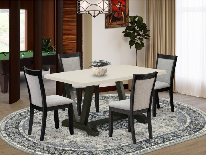 East West Furniture Dining Set A Linen White Top Kitchen Table with
