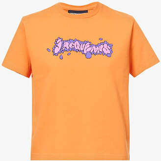 Jacquemus Womens Orange Le T-shirt Desenho Logo-print Cotton T