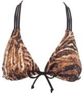 Thumbnail for your product : Charlotte Russe Caged-Back Animal Print Triangle Bikini Top