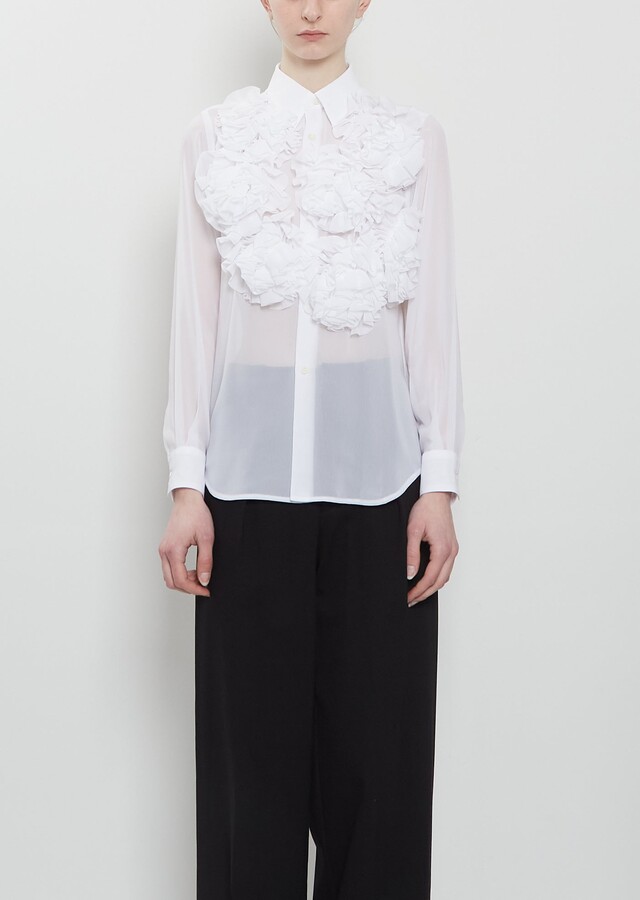 Comme des Garçons Comme des Garçons Flower Appliques Sheer Shirt