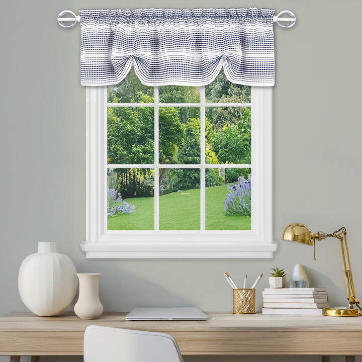 Achim Gramercy Window Curtain Valance, 14" L x 58" W, Navy