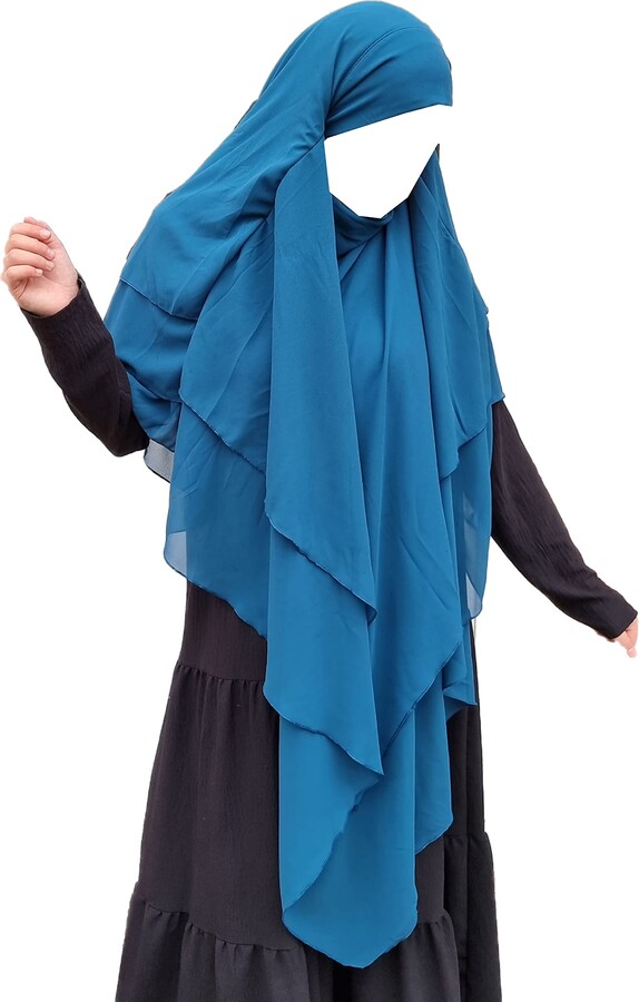 Yaqeen XL Khimar 3 layer Diamond cut Triangle Long Hijab Muslimah scarf