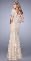 Thumbnail for your product : La Femme All Over Lace Modest Short Sleeve Evening Dress