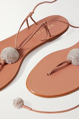 Aquazzura Jackie Crystal-embellished Leather Sandals - Neutrals 