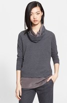 Thumbnail for your product : Fabiana Filippi Layered Jersey Top with Attached Infinity Scarf