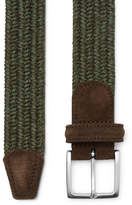 Thumbnail for your product : Andersons 3.5cm Green Suede-Trimmed Woven Cord Belt