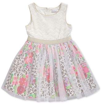 Sweet Heart Rose Glitter-Mesh Animal-Print Dress, Toddler Girls