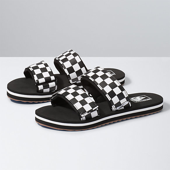 checkerboard vans sandals