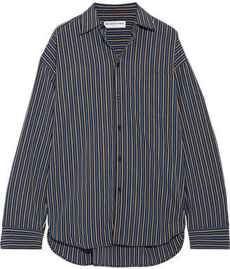 Balenciaga Masculin Oversized Striped Cotton-poplin Shirt