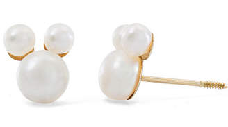 Fine Jewelry White 14K Gold 7.6mm Mickey Mouse Stud Earrings Family