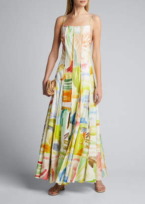 Rosie Assoulin Watercolor Pleated Maxi Dress