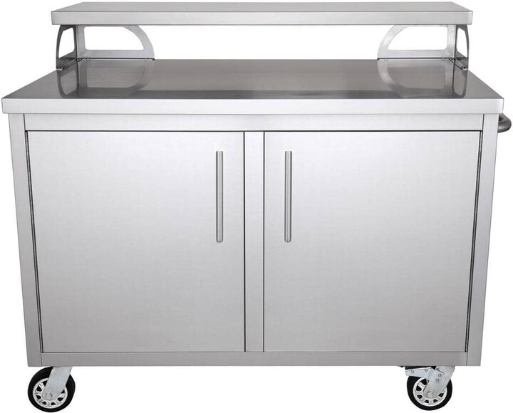 Casa Nico Stainless Steel 42 in. x 43 in. x 28 in. Portable Outdoor Kitchen Cabinet and Patio Bar