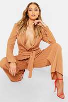 Thumbnail for your product : boohoo Woven Stripe Tie Belt Pocket Blazer