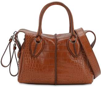 Tod's Croc Embossed Leather Top Handle Bag