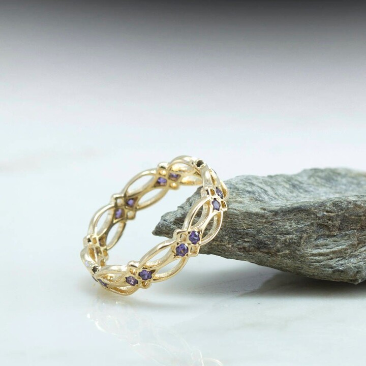 Etsy Amethyst Celtic Eternity Ring - Purple Gemstone Gold Pattern Victorian Gothic