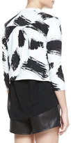 Thumbnail for your product : Alice + Olivia York Brush-Print Cropped Crepe Jacket