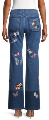 Valentino Butterfly Embroidered Bootcut Jeans