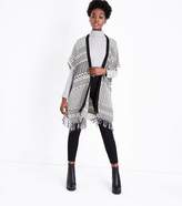 Thumbnail for your product : New Look Stone Jacquard Fringe Hem Blanket Cardigan