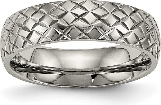 ChiselTitaniumPolishedandTextured6mmBandRing