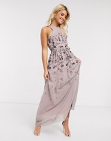 Thumbnail for your product : Little Mistress pleat maxi dress in butterfly print