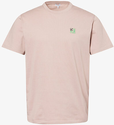 Loewe Mens Light Pink Anagram-Embroidery Regular-Fit Cotton-Jersey T-Shirt S