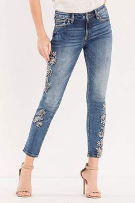 Miss Me Rose-Embroidered Midrise Ankle-Skinny
