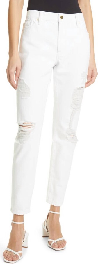 Frame Le Garcon Jeans In Rumpled Blanc Rips