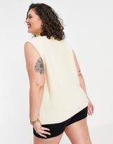 Thumbnail for your product : ASOS Curve DESIGN Curve v neck knitted tank top in oatmeal