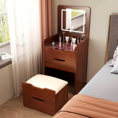 3 In 1 Vanity Desk With Plip Top Mirror, Small Make Up Vanity Set With Visible Glass Desktop, Compact Makeup Vanity With 3 Drawers, Dressing Table For