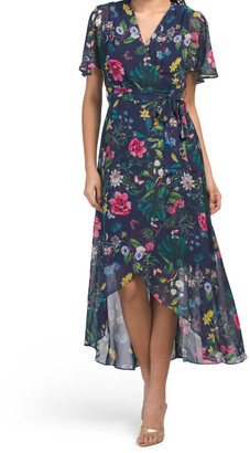Paul Kevin Womens Floral Lace Sleeveless Hi-Lo Swing Dress of Women 