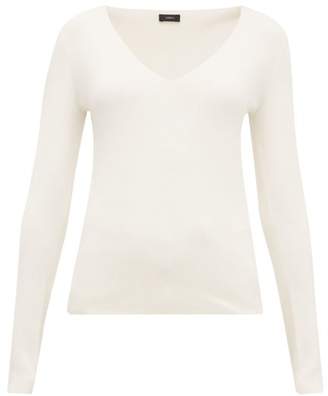 Joseph V-neck Silk-blend Jersey Sweater - Womens - Ivory