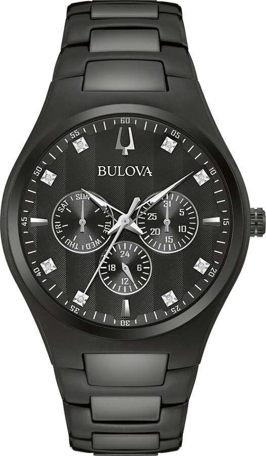 Zales Men's Exclusive Bulova Black Enhanced Diamond Black IP