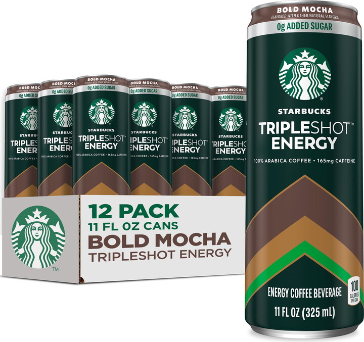 Starbucks Tripleshot Coffee Energy Drink, Mocha, 11 fl oz Cans (12 pack), Triple Blend, 165mg Caffeine, B Vitamins, Protein, Iced Coffee (Packaging and Formula May Vary)