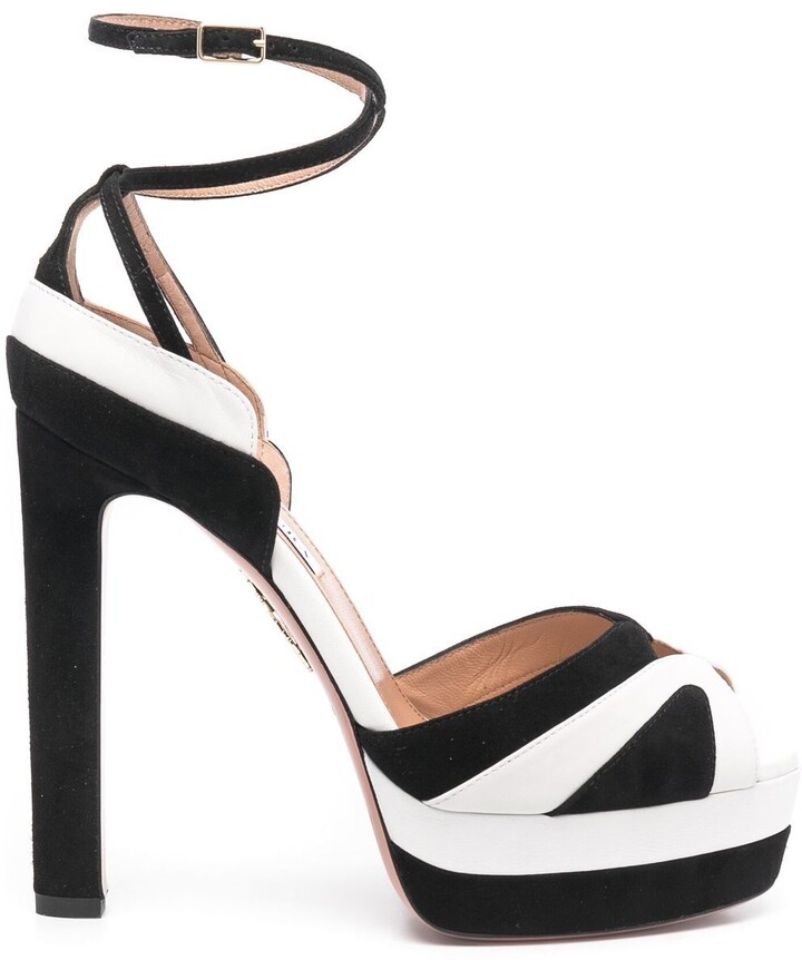 black open toe platform shoes