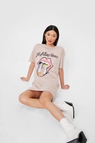 Thumbnail for your product : Nasty Gal Womens The Rolling Stone Floral Graphic T-Shirt Dress - Beige - 10