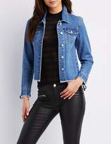 Thumbnail for your product : Charlotte Russe Refuge Lace-Up Sleeve Denim Jacket