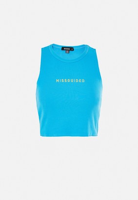 Missguided Blue Co Ord Rib Racer Vest Top