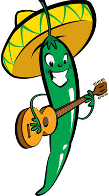 Wet Paint Printing SP13201 Chili Hot Green Jalapeno Pepper Sombrero Guitar Cartoon Cardboard Cutout Standee Standup