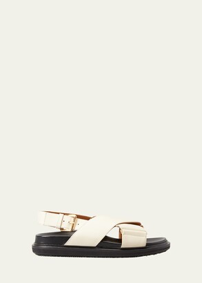 Details about   Sandal White Leather Crisscross With Fastening Back 70GD
