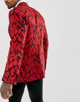 Thumbnail for your product : ASOS Edition EDITION slim blazer with red leopard jacquard