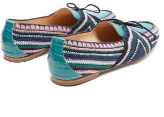 Gabriela Hearst Hays Crocodile-effect Leather Loafers - Womens - Blue Multi
