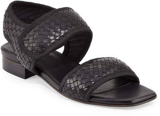 Sesto Meucci Gryta Woven Leather Flat Sandal, Black
