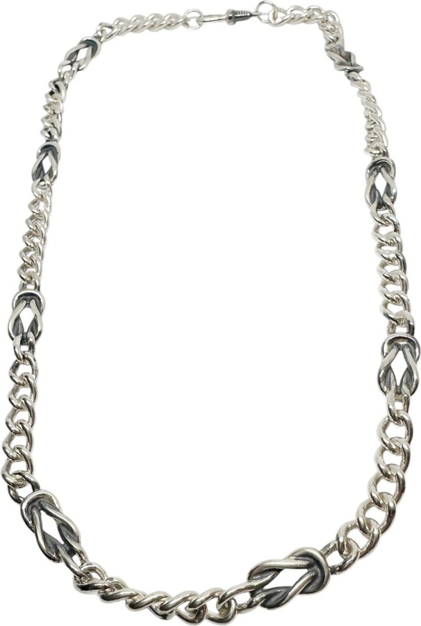 Tg-Jewellery by Tamara Gervasio Silver / Black Men’s Nautical Knot Curb Chain One Of A Kind Sterling Silver