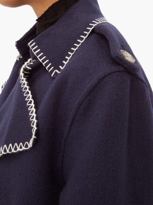 KHAITE Roman Whip-stitched Felt Trench Coat - Navy